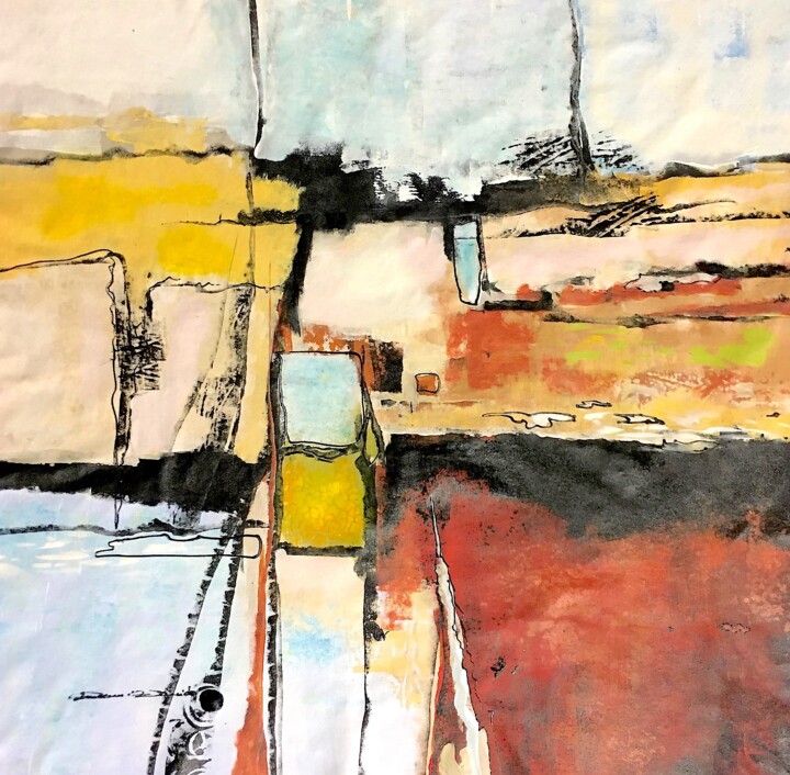Peinture intitulée "Terra rossa" par Dam Domido, Œuvre d'art originale, Acrylique