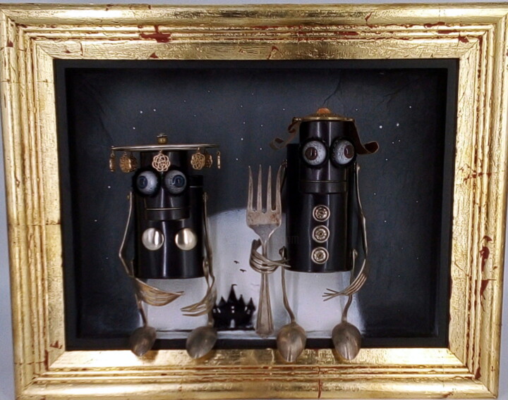 2 bots* 3d wall art* as human 雕塑, 15x18.9 in