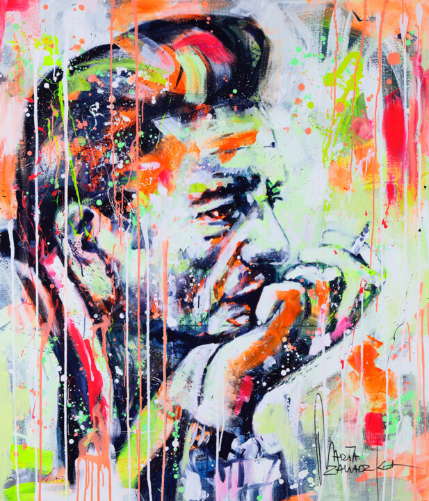 Johnny Cash 绘画, 55.1x47.2 in