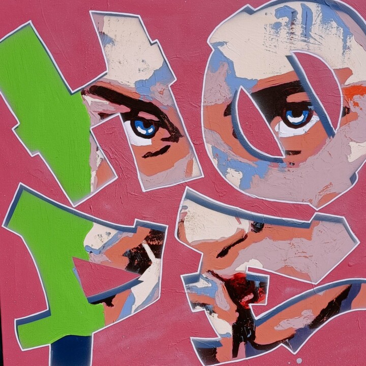 Painting titled "Mechanics of hope" by Hu/Lie, Original Artwork, Acrylic Mounted on Wood Stretcher frame