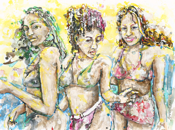 Three 绘画, 22x30 in