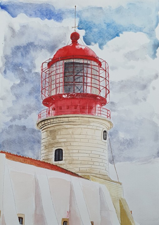 O Último Farol, Cabo de S. Vicente, Algarve Painting, 11.7x8.3 in