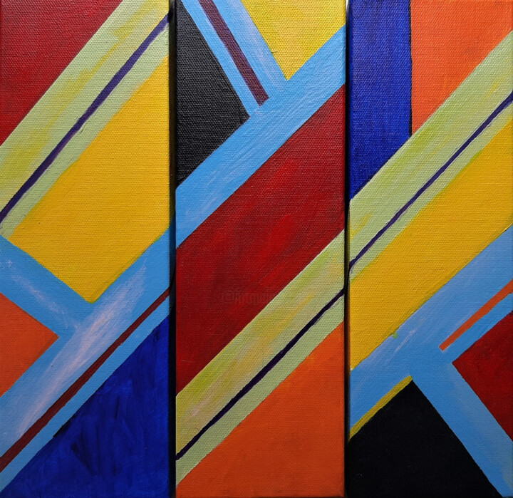 Painting titled "Geometric abstract…" by Julia Leon, Original Artwork, Acrylic Mounted on Wood Stretcher frame