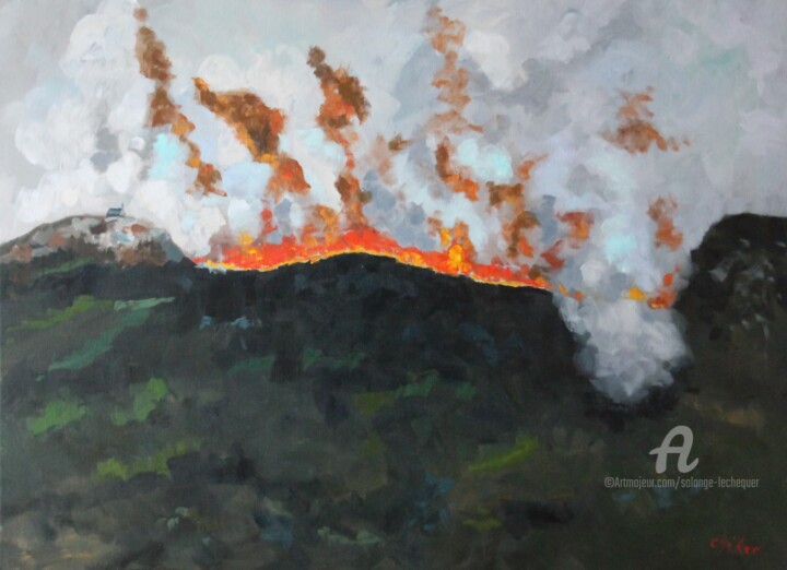Peinture intitulée "Les Monts d'Arrée e…" par Chéker, Œuvre d'art originale, Huile Monté sur Châssis en bois