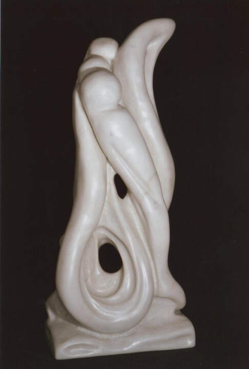 Scultura intitolato "Cercare protezione" da Mauro Vaccai, Opera d'arte originale, Pietra