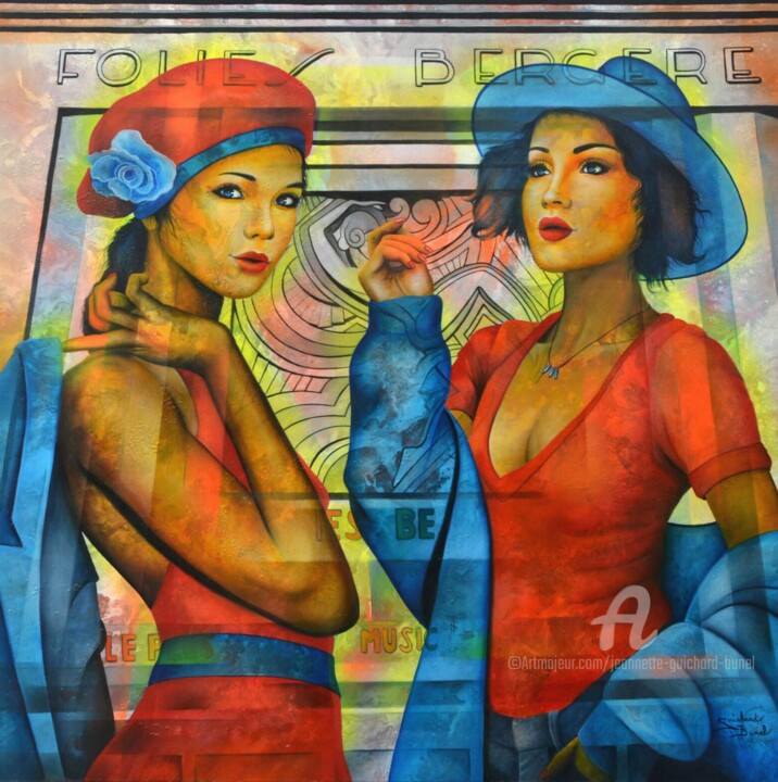 Peinture intitulée "Folies Bergère" par Jeannette Guichard-Bunel, Œuvre d'art originale, Huile Monté sur Châssis en bois
