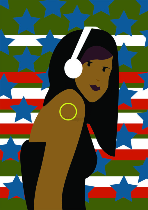 Arts numériques intitulée "Girl power" par Frédéric Le Hegarat, Œuvre d'art originale, Travail numérique 2D