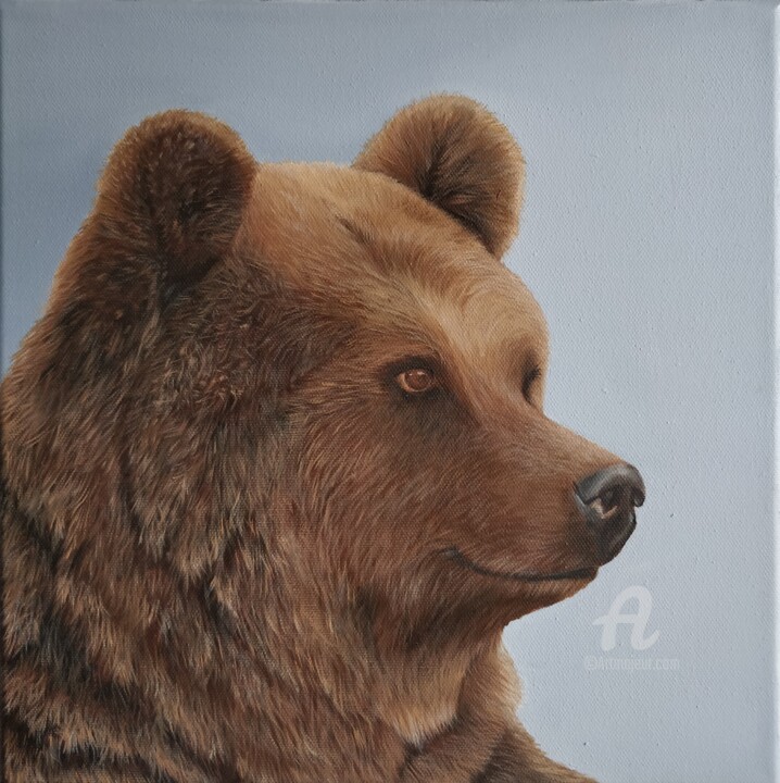 Ours grizzly 绘画, 11.8x11.8 in