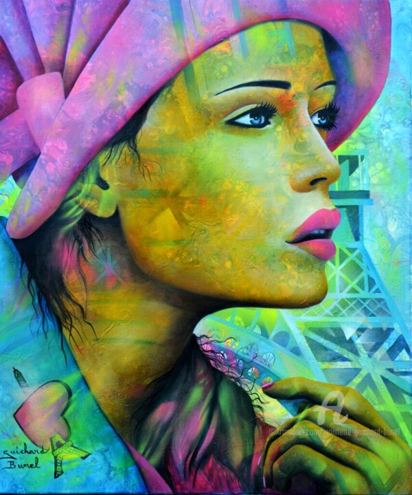 Peinture intitulée "Week-end à paris" par Jeannette Guichard-Bunel, Œuvre d'art originale, Huile Monté sur Châssis en bois