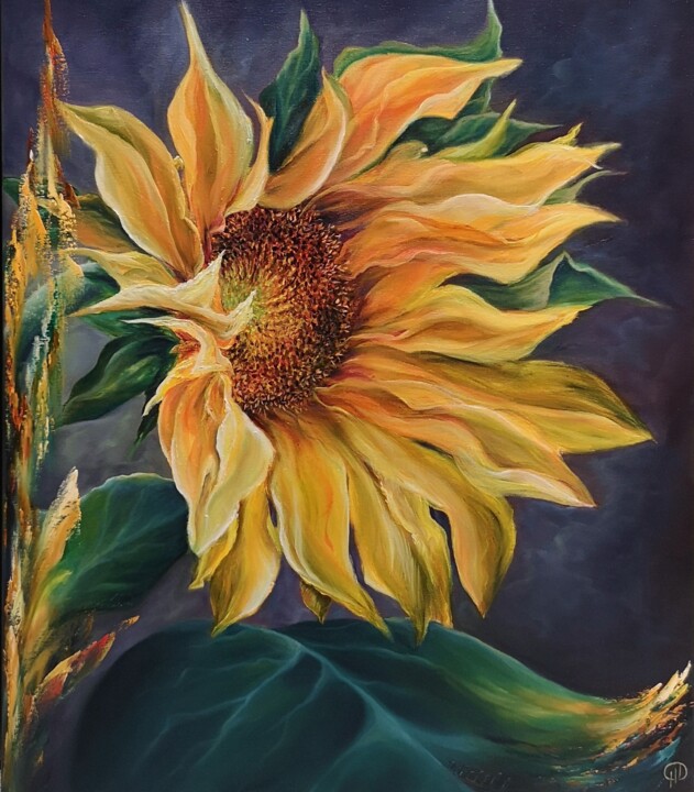 Pintura titulada "Sun Flower" por Natalie Demina, Obra de arte original, Oleo Montado en Bastidor de camilla de madera