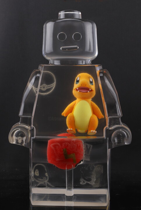 Roboclusion Salameche + boule 雕塑, 9.8x6.3 in