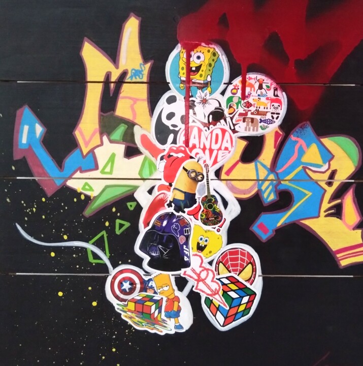 Street art "the Mouse" 绘画, 15.8x15.8 in