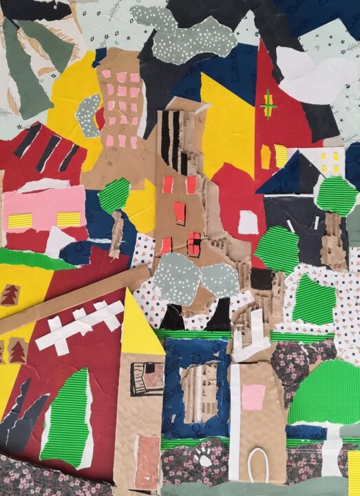 Au coeur du village 拼贴, 29.5x23.6 in