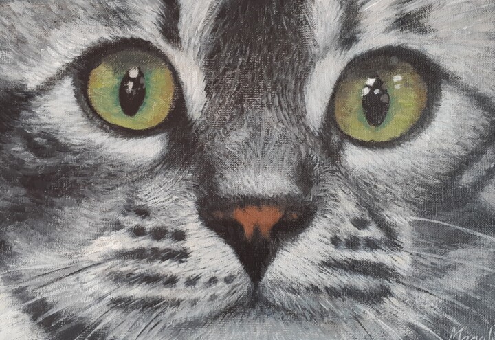 Peinture intitulée "Chaton" par Magali Genetier, Œuvre d'art originale, Acrylique Monté sur Châssis en bois