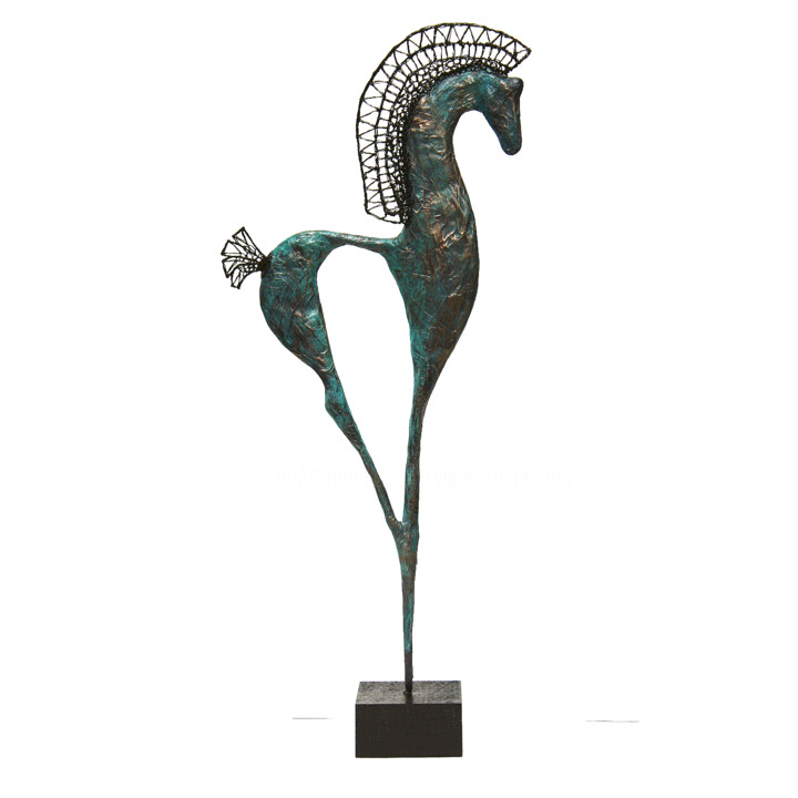 Cheval étrusque, crinière triangles 雕塑, 21.3x9.8 in