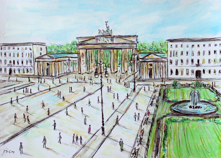 The Brandenburg Gate, Berlin, Germany 图画, 8.3x11.8 in