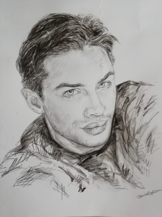 Drawing titled "Tom" by Ilaria Valenzi, Original Artwork, Watercolor