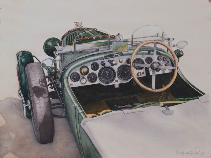BENTLEY LE MANS 1929 绘画, 16.9x22.8 in