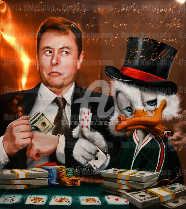 Painting titled "Elon Musk" by Daria Kolosova, Original Artwork, Oil