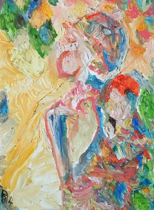 Peinture intitulée "L’Africaine entre A…" par Audran, Œuvre d'art originale, Huile