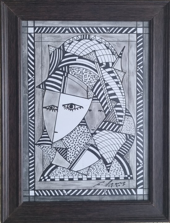 geométrick face 图画, 15.8x11.8 in