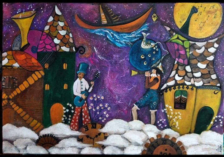 Bulutların ötesinde 绘画, 13.8x19.7 in