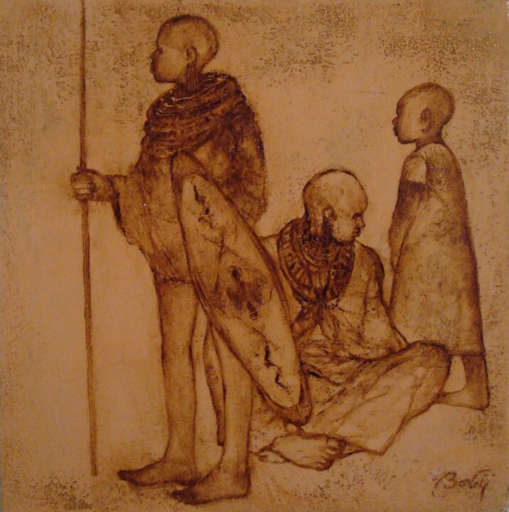 Massai 2 绘画, 7.9x7.9 in