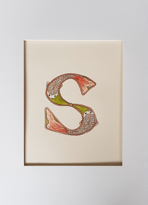 제목이 "Initial Letter S, M…"인 미술작품 Ekaterina Andreeva로, 원작, 수채화