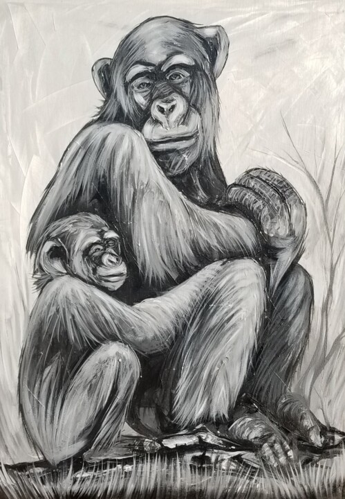 Mother monkey 绘画, 47.2x35.4 in