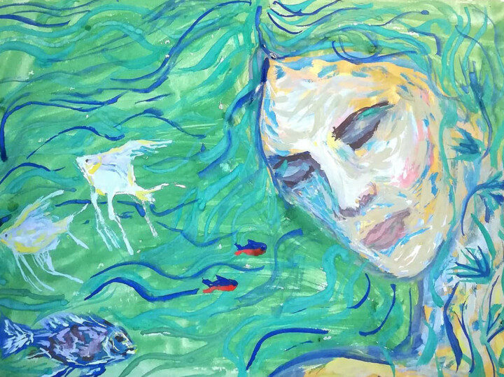 제목이 "Sea"인 그림 Anna Petrenko로, 원작, 구아슈