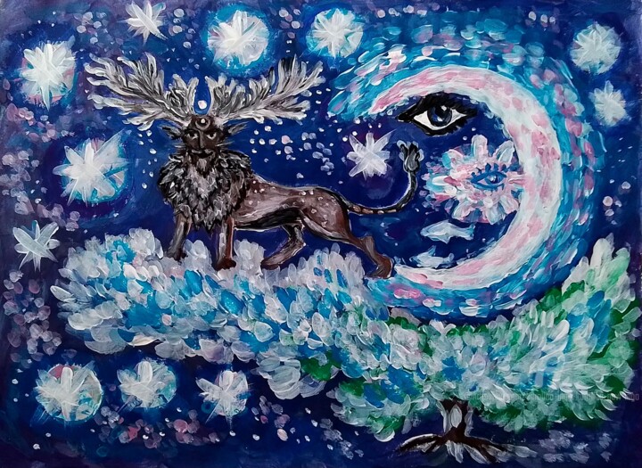 King Cat. Werewolf Wizard 绘画, 11.8x16.5 in