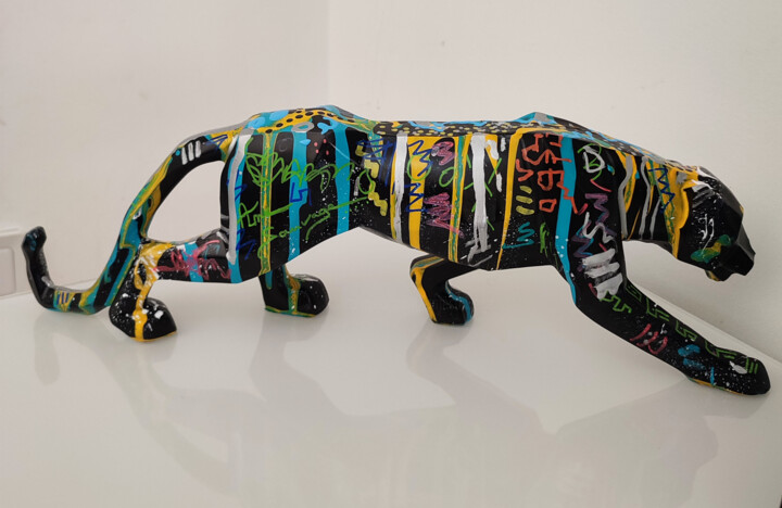 Black panther - Sculpture panthère design noire 雕塑, 5.5x18.5 in
