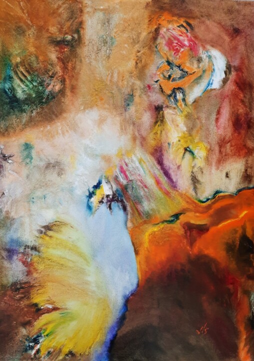 Painting titled "Cosmogonie" by Jean-Luc Sert, Original Artwork, Oil