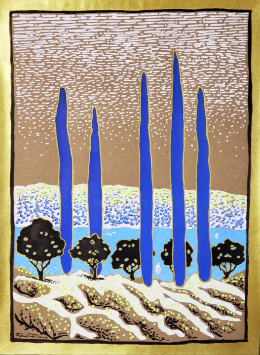 Peinture intitulée "Provence,  vue sur…" par Thomas Rodet, Œuvre d'art originale, Acrylique