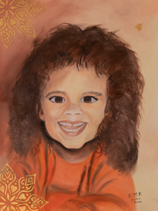 Peinture intitulée "Portrait de Yuna -…" par Emmanuelle Menny Fleuridas, Œuvre d'art originale, Huile Monté sur Carton