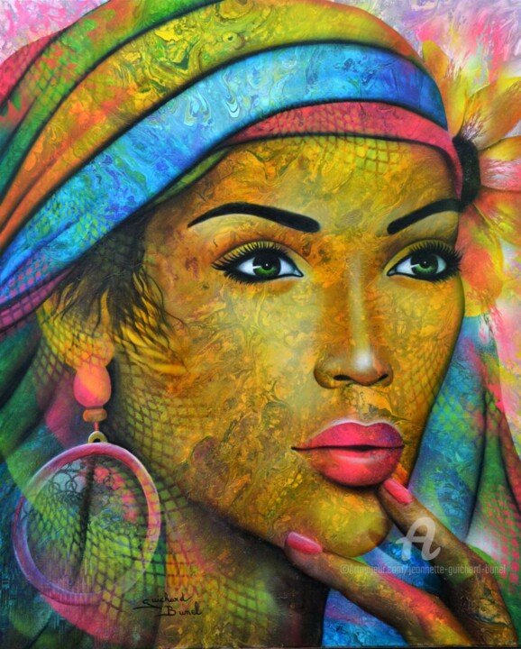 Peinture intitulée "un pas vers l'au-de…" par Jeannette Guichard-Bunel, Œuvre d'art originale, Huile Monté sur Châssis en bo…