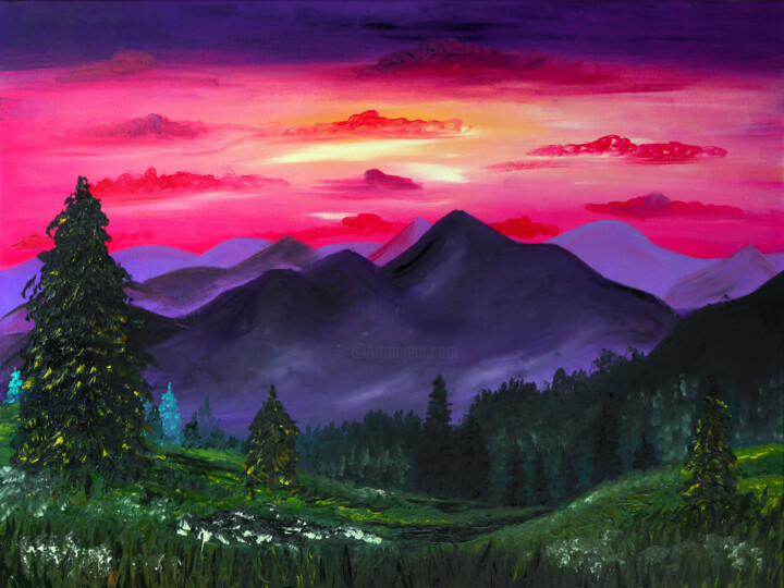 Rocky mountains Painting 绘画, 19.7x27.6 in