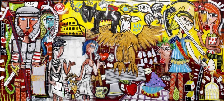 Grazie Roma 绘画, 35.4x82.3 in