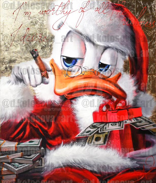 Santa Duck - Giclee 绘画, 35.4x30.3 in