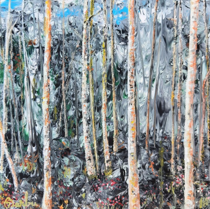 제목이 "Woodland"인 미술작품 Iuliana Barbu로, 원작, 아크릴 나무 들것 프레임에 장착됨