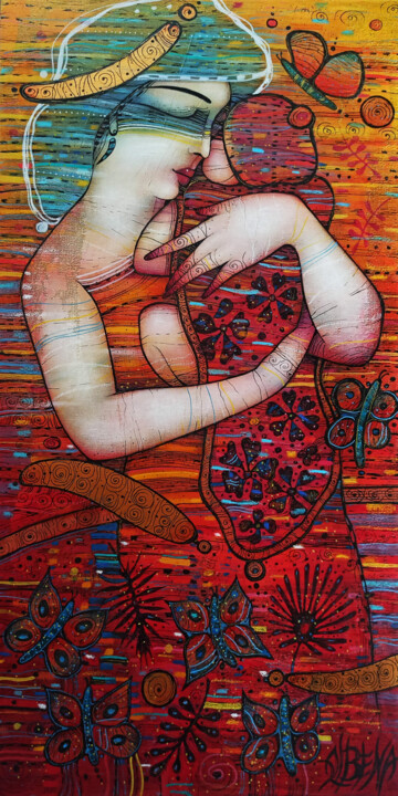 Peinture intitulée "Le temps des mervei…" par Albena Vatcheva, Œuvre d'art originale, Huile Monté sur Châssis en bois