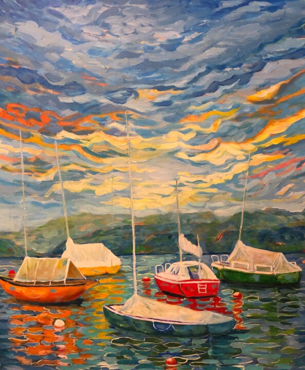 Painting titled "Lost in Moments #4.…" by Siham Itani, Original Artwork, Acrylic Mounted on Wood Stretcher frame
