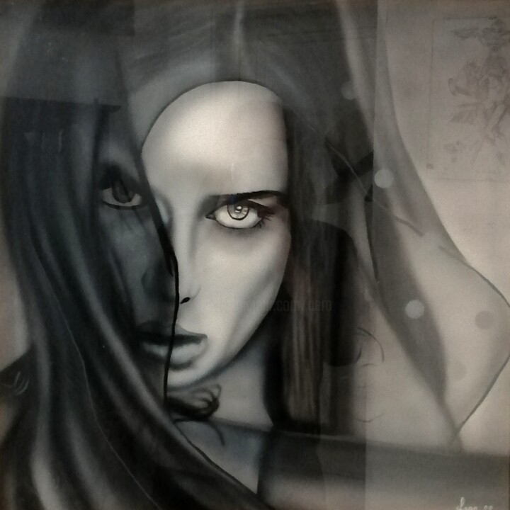 Peinture intitulée "Méfiante" par Aéro, Œuvre d'art originale, Acrylique