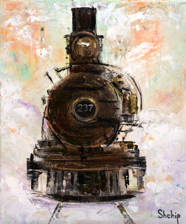 Steam Engine 绘画, 11.8x9.8 in