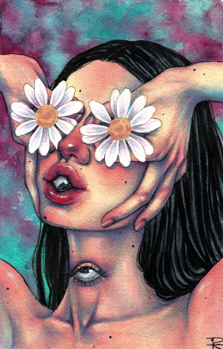 Margaritas 绘画, 9.1x5.9 in