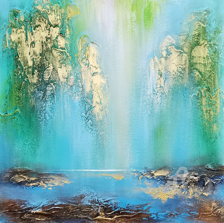 "On the shore" 绘画, 15.8x15.8 in