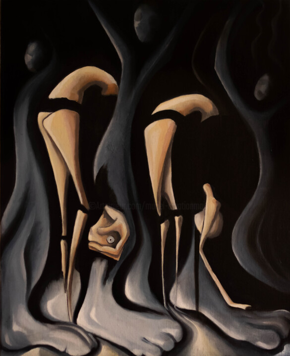 Peinture intitulée "Le complexe du visa…" par Muriel Cachoulet, Œuvre d'art originale, Huile