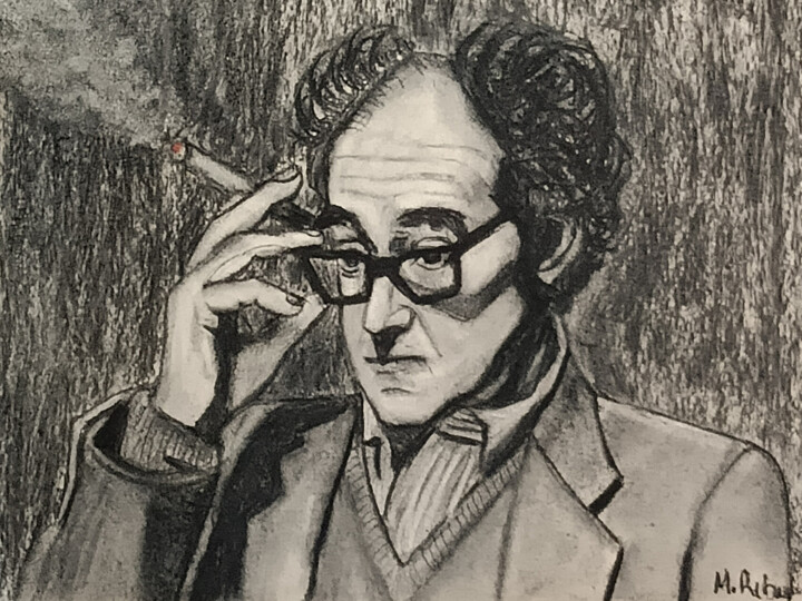 A bout de l'inspiration, Jean Luc Godard 图画, 14.6x18.5 in