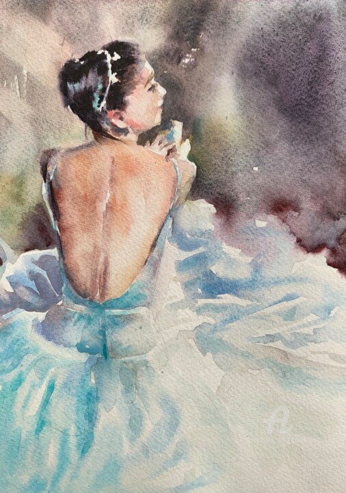 Ballerina #8 绘画, 9.8x7.1 in