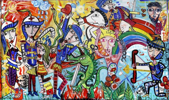 Battaglia al Tramonto 绘画, 39.4x66.9 in